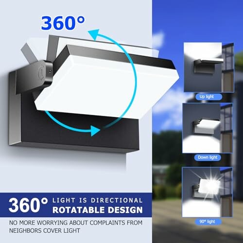360-degree rotatable wall light with directional design.