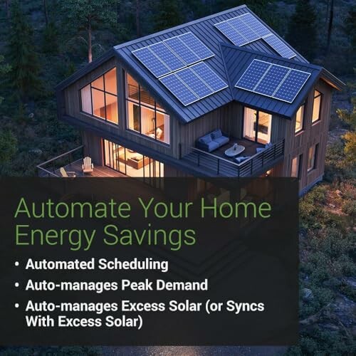 House with solar panels and energy-saving automation features