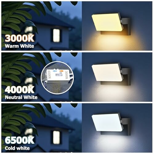 Comparison of LED lighting with warm, neutral, and cold white colors.