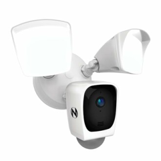 Outdoor security camera with dual floodlights