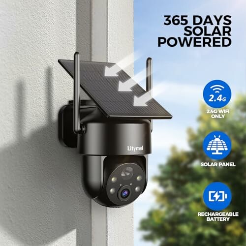 Outdoor solar-powered security camera with WiFi.
